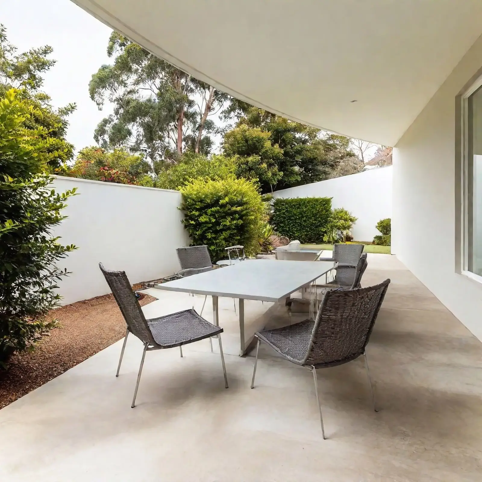 Concrete patio outdoor entertaining area
