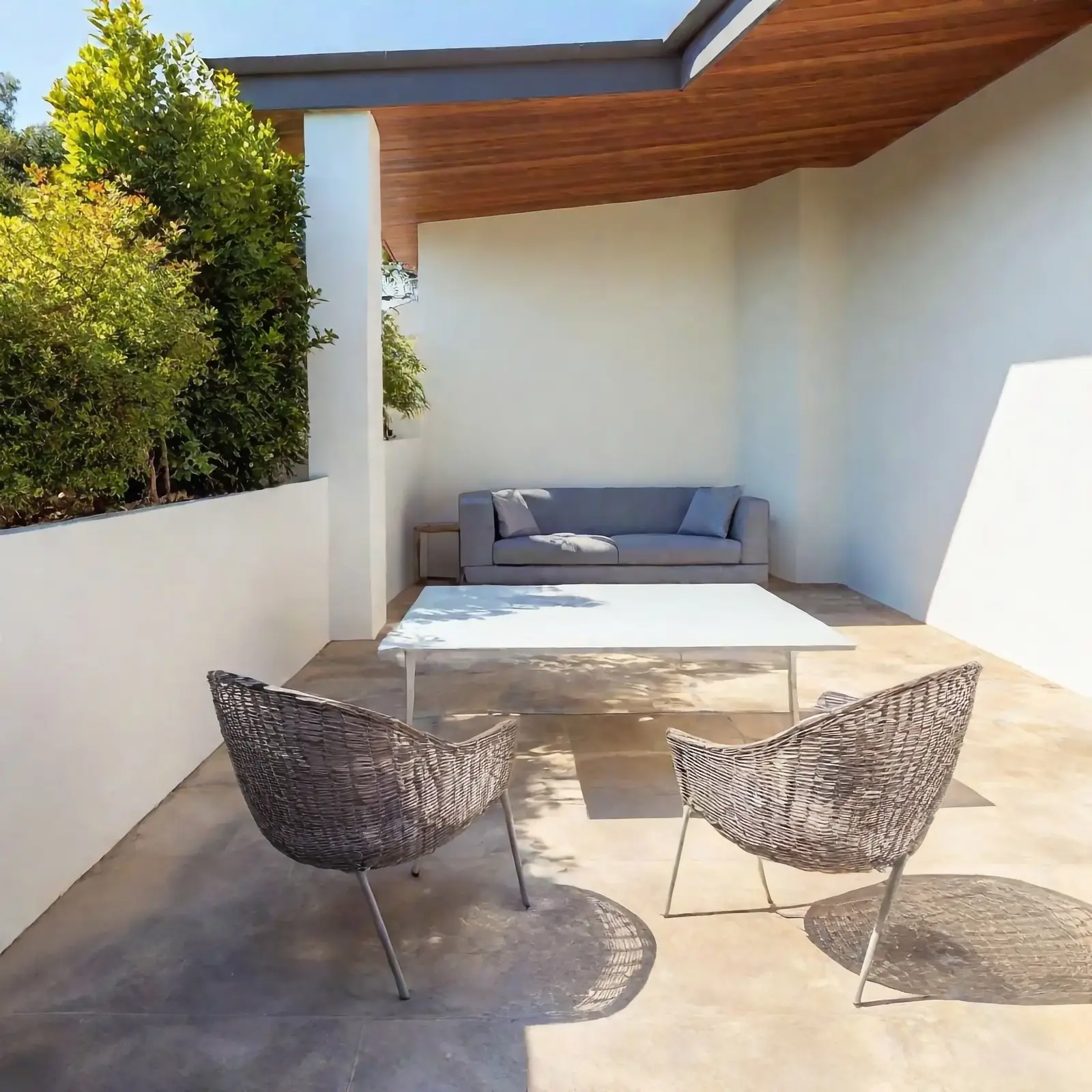 Level concrete patio surface ready for outdoor furniture