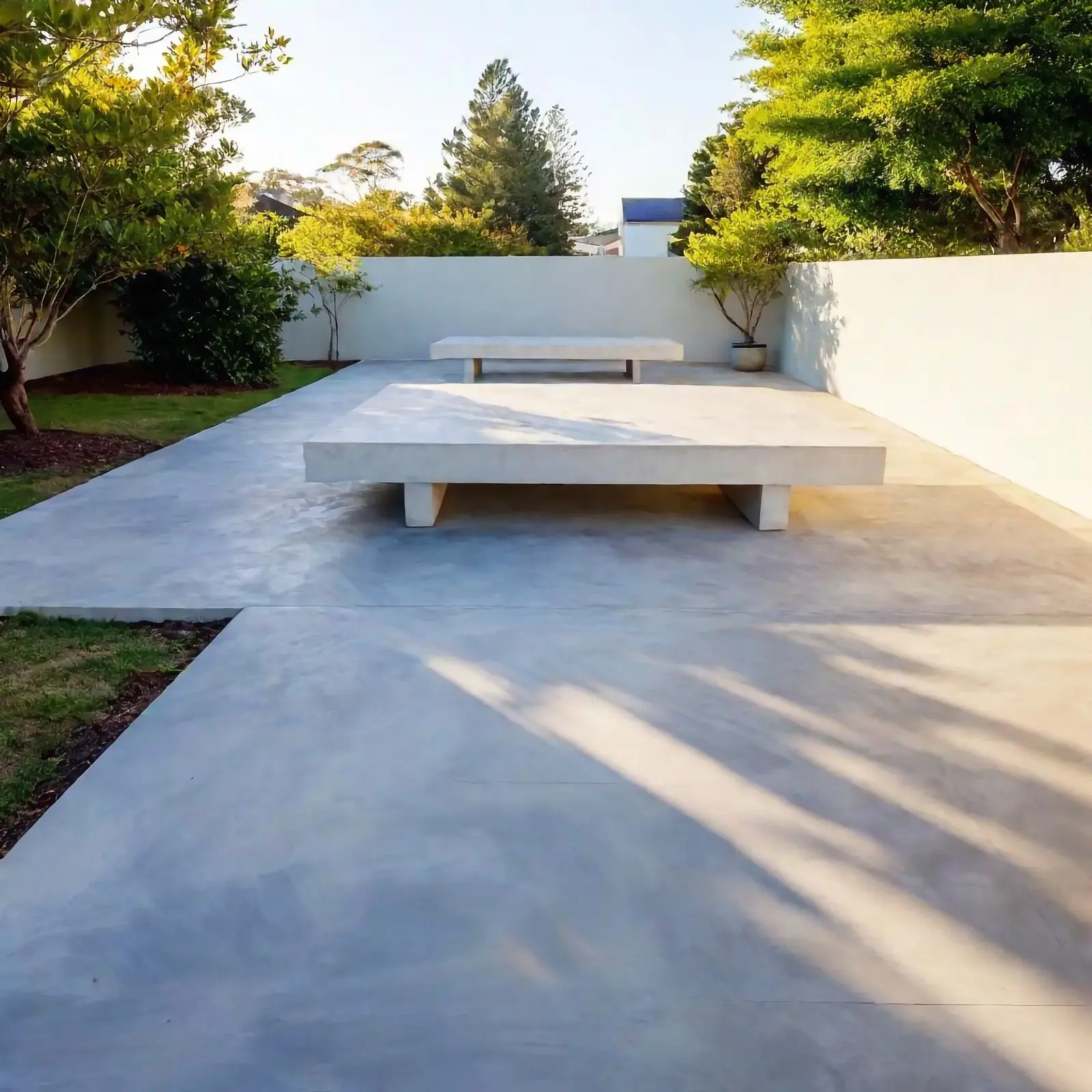 Concrete patio outdoor entertaining area